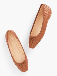 Our timeless ballet flats in soft faux leather with a chic woven finish. A true everyday classic. Memory foam footbed feels great all day. Heel and arch padding for extra comfort and support. Flexible outsole for improved stability. Features Square Toe 1/2" Heel Height Memory foam footbed Imported Material: 100% Polyurethane | Tinsley Woven Ballet Flats Talbots Synthetic Closed Toe Ballet Flats For Fall, Fall Synthetic Ballet Flats Closed Toe, Fall Synthetic Closed Toe Ballet Flats, Casual Woven Leather Ballet Flats, Casual Woven Leather Ballet Flats With Round Toe, Synthetic Closed Toe Flats With Woven Sole, Synthetic Woven Leather Flats, Classic Style Women, Box Gift