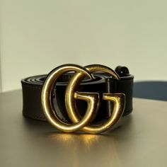 A Slim Leather Belt With Our Signature Double G Buckle. Made In Smooth Leather. Minor Scuffing On The Brass From Normal Wear But Belt Is Still In Great Condition! Dark Brown Leather Brass Hardware Size: Gucci 80 Double G Buckle Buckle: 2.4"W X 2"H Made In Italy Can Be Worn As A Hip Or Waist Belt. Sizing Will Differ Based On Where The Belt Is Worn, Please Refer To Gucci's Size Guide To Find Your Size. Gucci Leather Belt, Gucci Leather, Gucci Accessories, Dark Brown Leather, Brass Hardware, Waist Belt, Smooth Leather, Leather Belt, Size Guide