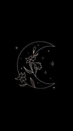 the moon with flowers on it and stars in the sky