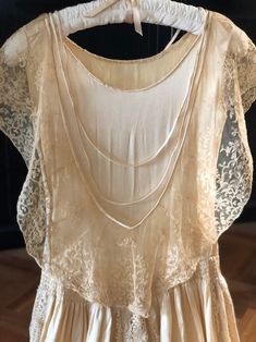 1920s Butter Silk and Blonde Lace Bride Dress With Shirring, Net Lace and Maltese Lace - Etsy Delicate Cream Dress With Lace Details, Delicate Cream Dress With Lace, Lace Wedding Night Dress With Lace Trim, Delicate Cream Dress With Delicate Lace, Silk Dress With Lace Bodice For Wedding Night, Silk Wedding Night Dress With Lace Bodice, Delicate Cream Lace Dress, Cream Wedding Night Gown With Lace Trim, Delicate Fitted Dress With Lace Trim Bodice