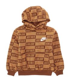 From Nike&#x2C; this hoodie features:Allover graphic printAttach hoodLong sleevesNike graphic on the chestPullover constructionStraight hemCotton/polyesterMachine wash/tumble dryImported. Dillard's, Just Do It, Pullover Hoodie, Nike, Long Sleeve, Clothes