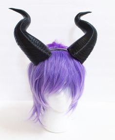 "The bands-rings were added by the model who shared these photos with us therefore WILL NOT BE INCUDED This is our largest model of the maleficent horns featuring growth ridges, a wider base and real feel \"gator bumping\" on the front and rear. Durable and ultra light weight, they are attached to a headband for easy on, easy off. They are weightless on your head and will not slide down, so they look and feel amazing! These measure at about 12.5 inches high, the curve measures at 14\" and 5\" in Purple Themed Costume For Cosplay Events, Themed Purple Costume For Cosplay Events, Themed Purple Costumes For Cosplay, Purple Cosplay Costume For Halloween Themed Events, Purple Halloween Cosplay Costume For Themed Events, Purple Cosplay Costume For Halloween, Themed Purple Costumes For Costume Party, Purple Costume Accessories For Halloween Cosplay, Purple Halloween Costume Accessories For Cosplay