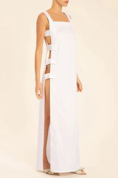 Solid Long Dress With Open Sides Beach Cutout Dresses, Cutout Beachwear Dress, Beachwear Dress With Cutout Details, Beachwear Dresses With Cutout For Beach Season, Beach Season Cutout Dresses, Beach Season Cutout Beachwear Dresses, Beachwear Maxi Dress With Side Slits For Beach Cover-up, Beachwear Maxi Dress With Cutout For Vacation, Backless Beach Dress With Side Slits