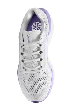 An engineered mesh upper offers a stronger and more flexible running shoe built on Air cushioning and a high-traction waffle tread for improved response. Synthetic and textile upper and lining/rubber sole Imported White Low-top Basketball Shoes With Breathable Mesh, Purple Breathable Mesh Running Shoes, Purple Low-top Training Running Shoes, Purple Low-top Running Shoes For Training, White Sporty Basketball Shoes With Breathable Mesh, Purple Breathable Sneakers For Training, Purple Breathable Training Sneakers, Sporty Purple Breathable Running Shoes, Purple Breathable Athleisure Running Shoes