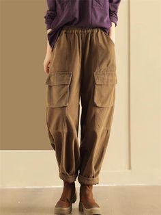 Description Product ID: BT2051378 Material: Cotton Blend Pattern: Solid Season: Autumn Style: Fashion, Casual, Sport Occasion: Daily, Holiday, Party Package included 1 * Pants Size Chart (Asian Size): Please allow 1-3 cm measured error. Size Length Waist Hip One Size 94cm | 37.0 in 74cm - 102cm | 29.1'' - 40.2 in 128cm | 50.4 in Casual Brown Harem Pants With Pockets, Baggy Brown Harem Pants With Pockets, Fall Cotton Cargo Pants With Pockets, Brown Fall Cargo Pants With Pockets, Non-stretch Brown Pants With Side Pockets, Baggy Bottoms With Pockets For Fall, Brown Leather Pants With Pockets, Fall Khaki Harem Pants Straight Leg, Khaki Workwear Bottoms With Pockets