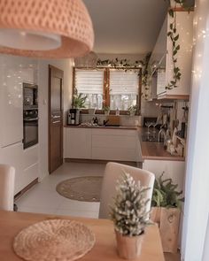 the kitchen is clean and ready to be used as a dining room or living room