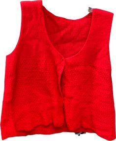 with this bright red vest you'll be noticed, believe me you'll be seen!! there's no size it tag, it's 22" wide and long! Red V-neck Sweater Vest For Spring, Red Casual Sweater Vest For Spring, Casual Red Sweater Vest For Spring, Red Vest, Believe Me, Knit Vest, Bright Red, Knitting, Red