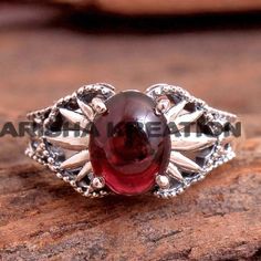 Red Garnet Oval Shape Gemstone Ring For Mother's Day Gift - 925 Sterling Silver Handmade Designer Ring Jewelry US Size 7.75 - ar6876 ( Stamped 925 )MATERIAL- 925 STERLING SILVERGEMSTONE - Red GarnetRING SIZE - US 7.75RING WEIGHT - 3.5 GRAMSSTONE SIZE - 9 x 7 MMSTONE SHAPE -  OvalCOLOR - Red Red Garnet Ring, Sterling Silver Jewelry Handmade, Garnet Jewelry, Cabochon Ring, Garnet Ring, Garnet Stone, Silver Work, Silver Jewelry Handmade, Garnet Rings