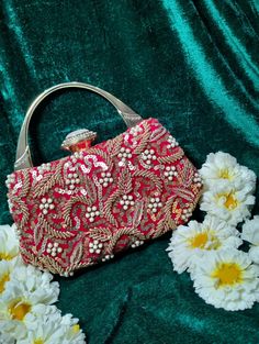 ❤︎ This Indian art hand embroidery  bag looks nice & convenient to carry with both ethnic & western wear. It is superb for weddings and festive parties. This potli bag is the perfect Christmas handmade gift idea. Gifting idea for giving to any girl & woman on any special occasion. ❤︎ Designed with the heart. This potli clutch or Indian batawa bag is made of premium and superior quality. It is attractive and eye catchy. ❤︎ It is a combination of both modern and traditional embroidery work. This silver potli bag is enough to keep your all essential accessories. Mobile phones can also be placed easily and safely. ❤︎ More variety and different types and more colorful handbags are available in our shop. Have a look. You have found us we will bring colors to your home. ⦿ Material : heavy beads a Wedding Clutch Bag, Potli Bag, Clutch Bag Wedding, Colorful Handbags, Traditional Embroidery, Frame Wedding, Christmas Handmade, Potli Bags, Embroidery Bags