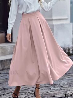 Bjux - Stylish High Waist Pleated Skirt in Solid Colors, Ideal for Spring & Fall, Perfect Addition to Womens Wardrobe High Waist Pleated Skirt, Womens Wardrobe, Fall Care, High Waisted Pleated Skirt, Women's Wardrobe, Spring And Fall, Long Length, Pleated Skirt, Types Of Printing