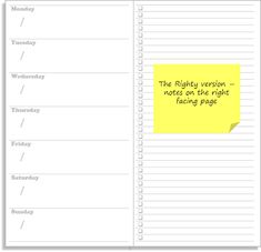 a notepad with the words, the rights version notes on the right facing page