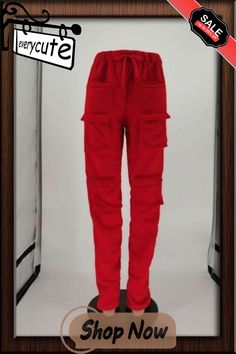 Women's Red Stacked Sweatpants High Waist Tracksuits Y2k Harajuku Joggers Streetwear Mall Goth Cargo Pants Walking Trousers Baggy Red Cargo Pants With Side Pockets, Red Baggy Cargo Pants With Pockets, Red Cargo Pants With Cargo Pockets, Red Cargo Pants With Pockets, Red High Waisted Baggy Cargo Pants, Red High Waist Baggy Cargo Pants, Red High-waist Baggy Cargo Pants, High Waist Baggy Red Cargo Pants, Baggy Red Full-length Cargo Pants