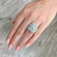 Princess Cut Halo, Big Engagement Rings, Bridal Ring Sets, Rings Set, Bridal Ring Set, Classic Ring, Silver Wedding, White Ring