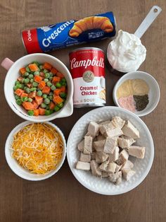 the ingredients for this meal are laid out in bowls