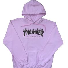 Brand New (Nwot). Thrasher Hoodie (Light Pink) With Thrasher Flame Logo On The Front (Black). Pink Hooded Hip Hop Top, Urban Pink Long Sleeve Tops, Pink Long Sleeve Urban Tops, Pink Long Sleeve Hip Hop Hoodie, Pink Long Sleeve Hoodie In Hip Hop Style, Pink Hip Hop Sweatshirt With Graphic Print, Pink Hoodie For Streetwear, Pink Hoodie Top For Streetwear, Pink Long Sleeve Hip Hop Sweatshirt