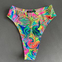 High waisted bottoms - trippin balls Colorful Fitted Bottoms For Summer, Fitted Colorful Bottoms For Summer, Playful Fitted Bottoms For Beach Season, Fitted Playful Beach Season Bottoms, Fun Festival Stretch Bottoms, Fun Stretch Bottoms For Festivals, Playful Bottoms For Summer Surfing, Vibrant Fitted Bottoms For Poolside, Multicolor Fun Bottoms For Spring