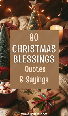 the words christmas blessings and sayings are surrounded by presents