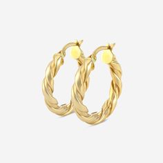 Twisted Round Hoop Earrings - 15mm Diameter 14K Yellow Gold Luxury Yellow Gold Hoop Earrings For Everyday Elegance, 10k Mariner Hoop Earrings, Bahama Mama, Jewelry Accessories Ideas, Diamond Education, Metal Shop, Accessories Ideas, Perfect Engagement Ring, Fancy Color Diamonds