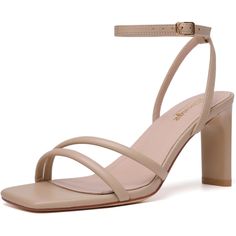 PRICES MAY VARY. Elegant Design: These Nude heeled sandals feature a square open toe and strappy design, adding a touch of sophistication to any outfit. Heel Height: With a 3.2-inch heel height, provide a perfect balance between style and comfort. Allowing you to dance the night away at weddings, parties, evening. Easy On/Off: Adjustable ankle strap with buckle closures, easy to adjust the fit and put on/off, bring convenience and comfortable to you. Quality Assurance: Made with high-quality mat Nude Bridesmaid Shoes, Wedding Sandals Heels, Nude Heeled Sandals, High Heels For Women, Sandals Wedding, Open Toe High Heels, Bridesmaid Shoes, Heels For Women, 2 Inch Heels