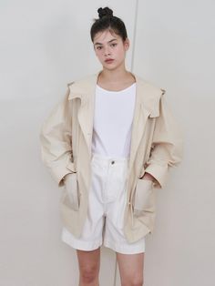 This is a casual and refined jacket that is made out of high quality cotton and nylon blend fabric. With design detail of adjustable string inside the waistband and light weight without lining, it gives a trendy and refined look. - Cool touch of cotton and nylon blend fabric- Light weight without lining- Adjustable string inside the waist Beige Spring Parka With Pockets, Beige Cotton Windbreaker For Spring, Spring Beige Raincoat With Pockets, Spring Beige Cotton Windbreaker, Beige Windbreaker With Drawstring Hood For Spring, Beige Outerwear With Drawstring Hood For Spring, Spring Beige Parka With Drawstring Hood, Spring Workwear Parka, Beige Spring Outerwear With Drawstring Hood