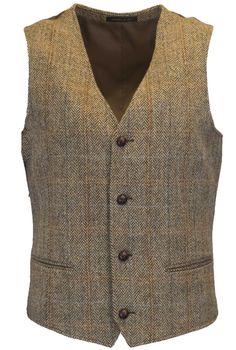 These world famous Harris Tweed Waistcoats are superbly tailored, hard wearing and warm. When purchasing one of these waistcoats you are guaranteed exceptional quality. By law Harris Tweed must come from the Outer Hebrides, and be hand woven from local wool. Supplied by Harris Tweed Scotland from 100% pure virgin wool, dyed, spun and finished in the Western Isles of Scotland. Hand-woven by crofters in their own homes on the islands of Lewis, Harris, Uist and Barra. Hand finished to the highest s Tailored Single-breasted Tweed Vest, Single Breasted Tweed Vest For Workwear, Fall Tweed Single Breasted Vest, Fall Tweed Single-breasted Vest, Winter Classic Sleeveless Blazer, Classic Tweed Vest For Work, Tweed Vest With Buttons For Work, Fitted Single-breasted Tweed Vest, Wool Business Vest For Fall