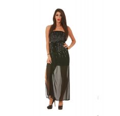 Elegant strapless long dress with sequined front and waist tie. Short lining under sheer chiffon long skirt. Newport Beach, Laguna Beach, California Features: Long dress Strapless Chiffon over layer Short lining Chiffon waist tie Pull on style Imported 75% Silk / 25% Polyester Lining 100% Polyester Wear this lovely dress for a special night out and or any special event on your agenda Care Instructions: Hand wash cold water separately (color may bleed), No bleach, Hang to dry. Sequin Chiffon Evening Dress For Party, Party Evening Dress In Chiffon With Sequins, Glamorous Chiffon Maxi Dress For Prom, Glamorous Chiffon Maxi Dress For Prom Season, Glamorous Sequin Chiffon Evening Dress, Glamorous Chiffon Maxi Dress For Cocktail, Strapless Chiffon Maxi Dress For Prom, Strapless Chiffon Maxi Dress For Prom Season, Strapless Chiffon Dress For Night Out