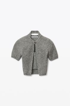 a gray cardigan sweater on a white background