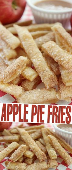 apple pie fries on a red and white checkered table cloth