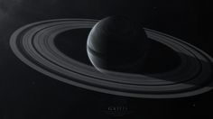 an artist's rendering of saturn with its rings in the dark sky and clouds