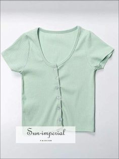 Sun-Imperial Material:COTTON Sleeve Length(cm):Short Sleeve Style:REGULAR Fabric Type:JERSEY Pattern Type:Solid Clothing Length:Short Decoration:Button Style:Casual Collar:O-Neck S: 32cm (12.6 ") shoulder 68-85cm (26.8" -33.5 ") 11 cm sleeve (4.3") 38cm (15 ") length M: Shoulder 34cm (13.4 ") Chest 72-90cm (28.3" -35.4 ") Sleeve 13cm (5.1") Length 39cm (15.4 ") Sizing advice :Most items run small ( discluding swimsuits and shoes) - If you are not sure which size will work best for you - You can Trendy Green Ribbed T-shirt, Green Tops With Button Closure For Summer, Casual Green Tops With Button Closure, Trendy Green Top With Button Closure, Trendy Green Tops With Button Closure, Green Short Sleeve Top With Button Closure, Green Short Sleeve Tops With Button Closure, Green Summer T-shirt With Buttons, Green Spring Tops With Button Closure