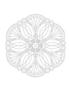 an intricate circular design in black and white