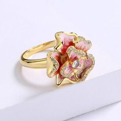 This Exquisite Pink Flower Enamel Ring is classified as Chinese Jewelry or as Art Nouveau Jewelry, which will add a touch of elegance. The Captivating Flower Design adorns your natural beauty, suitable for the occasions of Casual or Day Hangouts. Brightly Enamel is a classic choice to give as a gift or wear on life's most precious days. You can wear this Exquisite Pink Flower Enamel Ring on its own or partner with classic silhouettes for an which will add a touch of elegance pairing. TJ(trendyje Nouveau Jewelry, Chinese Jewelry, Art Nouveau Jewelry, Ring Ideas, Detailed Ring, Enamel Ring, Flower Ring, Watch Necklace, Types Of Rings