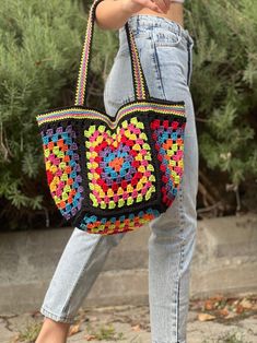 Crochet Afghan Bag, Macrome Tote Bag, Large Retro Square Handbag, Vintage Style Pouch Bag, Unique Gift for Her, Hippie Boho Bag - Etsy Canada Vintage Rectangular Crochet Bag For Everyday, Vintage Handmade Crochet Bag For Everyday, Vintage Crochet Tote Bag For Daily Use, Hand Knitted Multicolor Rectangular Shoulder Bag, Multicolor Granny Square Crochet Bag For Shopping, Vintage Square Crochet Bag Handmade, Multicolor Square Crochet Bag For Market, Vintage Handmade Square Crochet Bag, Multicolor Crochet Bags For Market