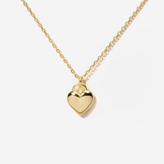 Puffed Heart 14K Gold Plated Necklace | Little Sky Stone Sterling Silver Heart Pendant Charm Necklace, Tarnish Resistant, Sterling Silver Tarnish Resistant Heart Pendant Charm Necklace, Sterling Silver Tarnish Resistant Heart Pendant Necklace, Everyday Heart Necklace With Round Pendant, 14k Gold Heart Necklace Tarnish Resistant For Gift, 14k Gold Tarnish-resistant Heart Necklace Gift, Everyday Yellow Gold Heart Necklace In Sterling Silver, Heart Pendant Necklace Tarnish Resistant As Gift For Her, Gold Sterling Silver Charm Necklace With Heart Charm