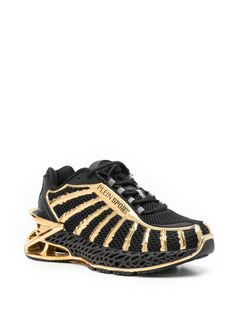 Plein Sport Thunderstorm GenX Sneakers - Farfetch Luxury High-top Sneakers With Boost Midsole For Sports, Luxury Low-top Sneakers With Metallic Logo, Metallic Lace-up Sneakers, Luxury Black High-top Sneakers For Sports, Custom Low-top Sneakers With Studded Outsoles For Running, Metallic Sneakers With Rubber Sole For Streetwear, Metallic High-top Sneakers For Streetwear, Gold High-top Sneakers For Sports, Gold Lace-up High-top Sneakers For Streetwear