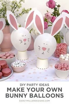 some bunny ears are on the table with other decorations