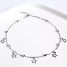 Sterling Silver 925 Stars Ankle Jewelry New Condition Pretty Jewelry Necklaces, Ankle Jewelry, Bracelets Silver, Funky Jewelry, Star Jewelry, Fancy Jewelry, Cute Charms, Bracelet Collection, Dream Jewelry