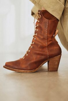 Free People Boots, Boots Fall, Tall Boots, Boho Clothing, Stacked Heel, Lace Up Boots, Boho Outfits, Women's Shoes, Womens Boots