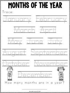 months of the year worksheet for students to practice their handwriting and writing skills