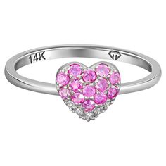 Heart shaped gold ring with pink sapphires. Natural pink heart sapphire ring. Round cut pink sapphire 14k gold ring. Metal: 14k gold Weight: 1.5 g. depends from size Gemstones: Sapphire: color - pink Round cut, weight - approx 0.39 ct in total (1.8 mm each) Clarity: Transparent with inclusions. Surrounding stones: Diamonds: (5 pieces x 0.01 ct) weight - 0.05 ct, F/VS, round brilliant cut. october24 Pink Diamond Accented Promise Rings, Pink Diamond Accents Promise Rings, Pink Promise Rings With Diamond Accents, Pink Rings With Diamond Accents For Promise, Pink Rings With Diamond Accents For Promise Occasion, Pink Round Sapphire Ring With Diamond Accents, Round Pink Sapphire Ring With Diamond Accents, Pink Ruby Ring With Accent Stones For Promise, Pink Ruby Ring Fine Jewelry Birthstone