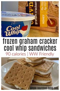 frozen graham cracker cool whip sandwiches on a plate