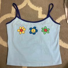 Never Worn Trendy Blue Tops With Floral Embroidery, Cute Blue Tops For Spring, Crop Cami Top, Pleated Jacket, Mesh Shirt, Bow Detail Dress, Cropped Cami, Cami Crop Top, Fitted Skirt