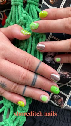 Green + Chrome 3D Nail Art 3d Nail Art, 3d Nails, Summer Nails