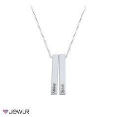 Fun and unique, this personalized necklace gives you the option of adding multiple bars to create your very own stylish look. Celebrate your family unit by engraving the front and back of each bar with the names of loved ones, significant dates, or a special message. Customize in your choice of sterling silver or gold.

This necklace comes with a cable chain in sterling silver, and a dainty rope chain in white, yellow, or rose gold. In gold, you can upgrade to our diamond cut cable chain for a t Personalized Modern Name Necklace For Anniversary, Custom Name Silver Bar Necklace, Custom Name Silver Rectangular Bar Necklace, Custom Name Rectangular Silver Bar Necklace, Silver Rectangular Bar Necklace With Custom Name, Silver Custom Name Bar Necklace For Anniversary, Elegant Personalized Silver Bar Necklace, Silver Engraved Bar Necklace For Anniversary, Engraved Silver Bar Necklace For Anniversary