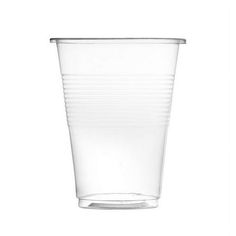 a clear plastic cup on a white background