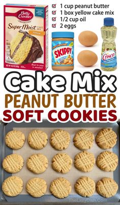 the recipe for cake mix peanut butter soft cookies