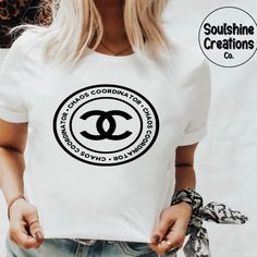 Checkout - Poshmark Luxury T Shirts Women, Chaos Coordinator Shirt, Chaos Coordinator, Chanel Logo, Lazy Outfits, Designer Shirts, Girls Tees, Love T Shirt, Blue Tie Dye