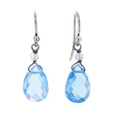 faceted blue Topaz teardrop shaped earrings one of the most sought-after gemstones, blue Topaz has a beautiful translucent pale aqua blue color exuding cool self realization metaphysical properties: known as the gemstone of love, affection, and good fortune. Enhances feeling of inner peace, trues emotions and make one more receptive to love and affection sterling silver posts approximate overall length 1" approximate aquamarine crystal dimensions 1/4" x 1/8" x 3/8" weight: 2.2 g FREE SHIPPING WI Blue Topaz Crystal, Love Affection, Aqua Blue Color, Topaz Crystal, Pale Aqua, Self Realization, Aquamarine Crystal, Silver Lake, Inner Peace