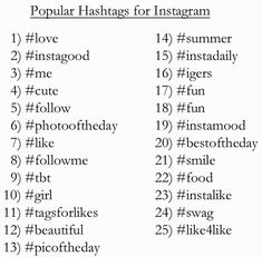 the top ten instagram hashs for instagram