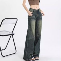 These Women's Retro Distressed Slim Jeans offer effortless style with eye-catching distressed details. Perfect for chic, casual looks, they offer a timeless, fashion-forward feel to any look with a comfortable, slim fit that hugs your curves. Upgrade your wardrobe with luxurious style and classic comfort. Features: -75% Cotton.25% Polyester -High-rise Waist -Solid Color -Straight Leg -Distressed -Straight Leg -Regural Fit -Vintage Style Trendy Faded Pants For Fall, Grunge Wide Leg Flare Jeans, Casual Distressed Bottoms For Fall, Trendy Washed Blue Pants For Fall, Trendy Washed Blue Fall Pants, Casual Ripped Non-stretch Flare Jeans, Casual Ripped Flare Jeans, Casual Medium Wash Distressed Pants, Casual Distressed Flare Jeans